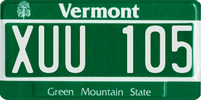VT license plate XUU105