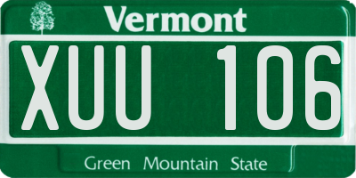 VT license plate XUU106