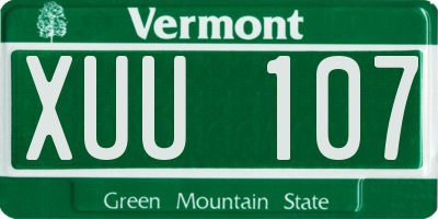 VT license plate XUU107