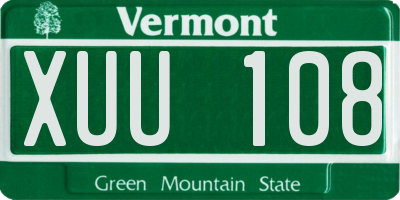 VT license plate XUU108