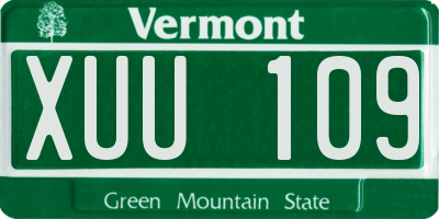 VT license plate XUU109