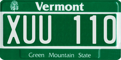 VT license plate XUU110