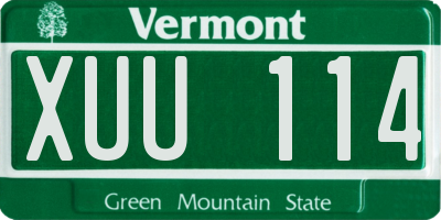 VT license plate XUU114
