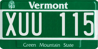 VT license plate XUU115