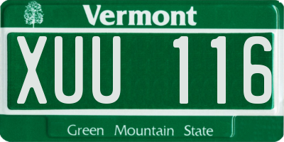 VT license plate XUU116