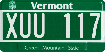 VT license plate XUU117