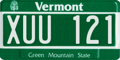 VT license plate XUU121