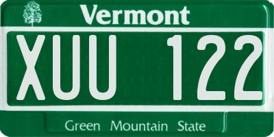 VT license plate XUU122