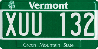 VT license plate XUU132