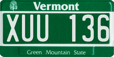 VT license plate XUU136