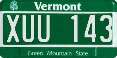 VT license plate XUU143