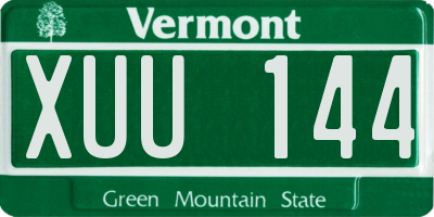 VT license plate XUU144