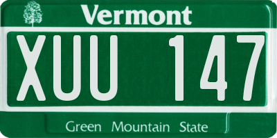 VT license plate XUU147