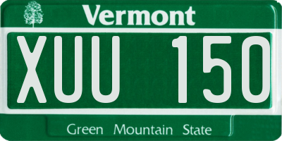 VT license plate XUU150