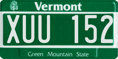 VT license plate XUU152