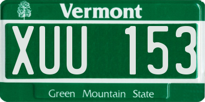 VT license plate XUU153