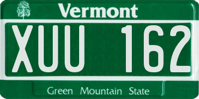 VT license plate XUU162
