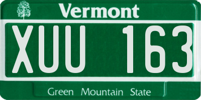 VT license plate XUU163