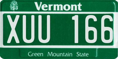 VT license plate XUU166