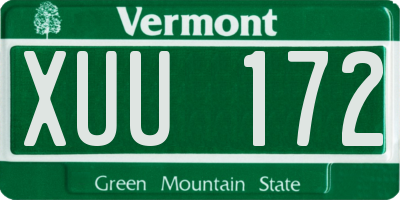 VT license plate XUU172
