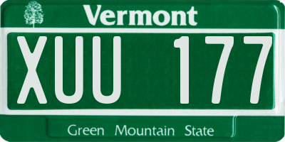 VT license plate XUU177