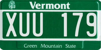 VT license plate XUU179