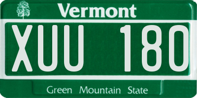 VT license plate XUU180