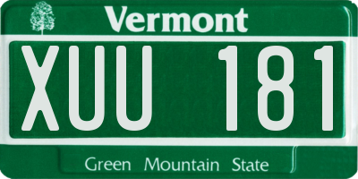 VT license plate XUU181