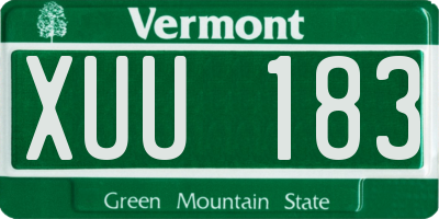VT license plate XUU183