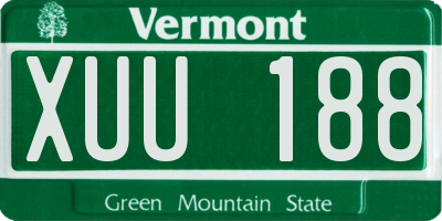 VT license plate XUU188