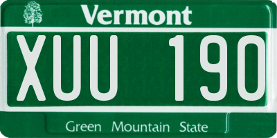 VT license plate XUU190