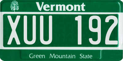 VT license plate XUU192