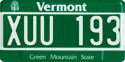 VT license plate XUU193