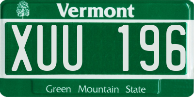 VT license plate XUU196