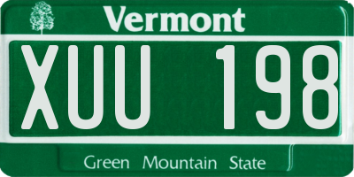 VT license plate XUU198
