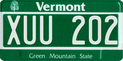 VT license plate XUU202