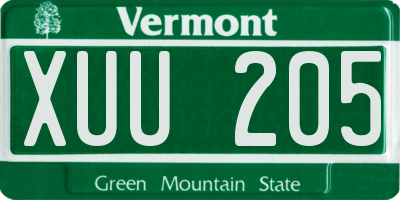 VT license plate XUU205