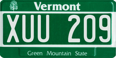 VT license plate XUU209