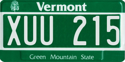 VT license plate XUU215
