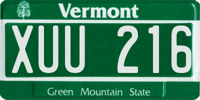 VT license plate XUU216