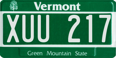 VT license plate XUU217
