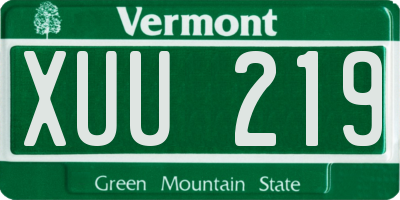 VT license plate XUU219