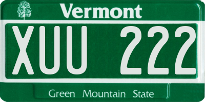 VT license plate XUU222