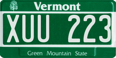 VT license plate XUU223