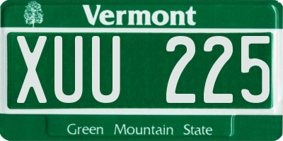 VT license plate XUU225