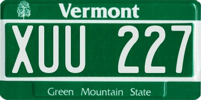 VT license plate XUU227