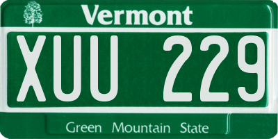 VT license plate XUU229