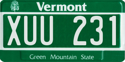 VT license plate XUU231