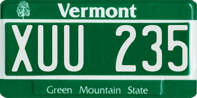 VT license plate XUU235