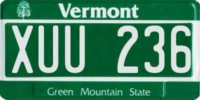 VT license plate XUU236